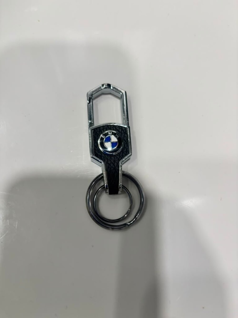 BMW Car Keychain with Carabiner Clip | Dual Key Rings, Black (H)